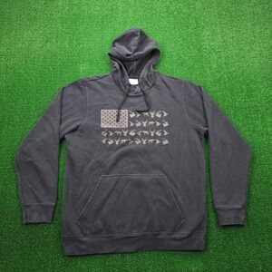 Columbia PHG‎ Hoodie Sweatshirt Mens Medium Black Pullover Flag Hunting Deer